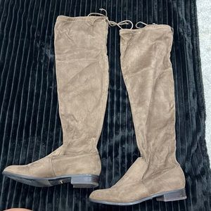 Over the Knee Tie Suede Boots